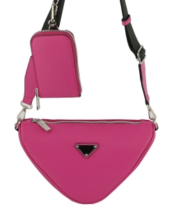 Fashion Triangle 2-in-1 Crossbody Bag LHU467 FUSCHIA